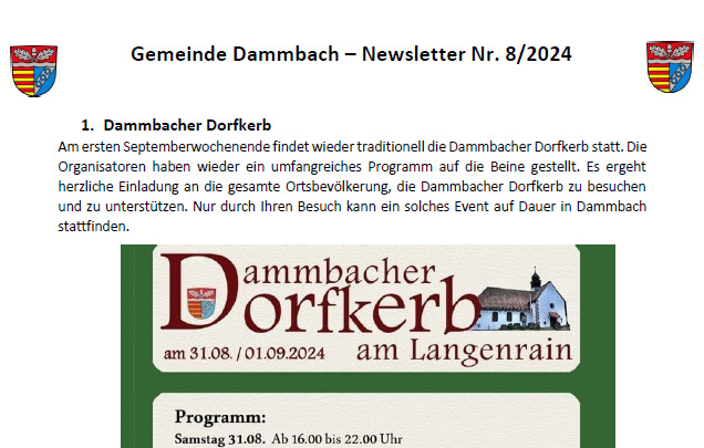 Dammbach Aktuell Newsletter