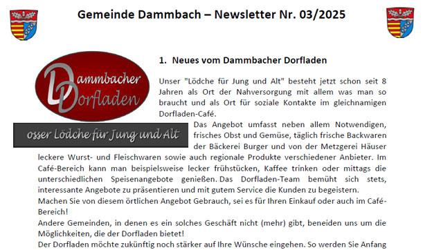 Dammbach Aktuell Newsletter